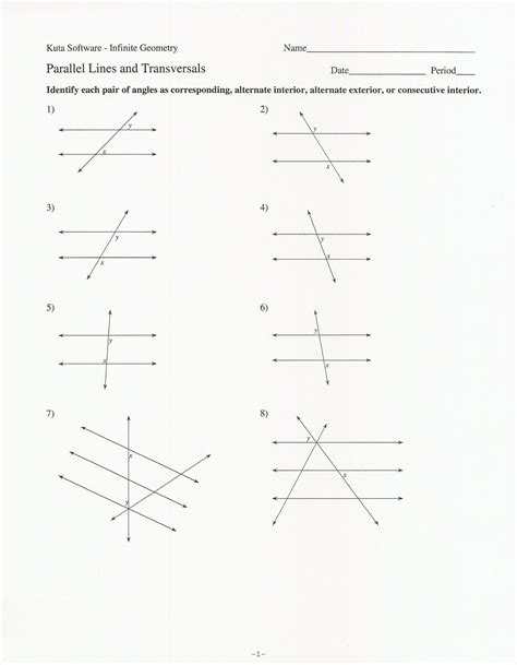 parallel lines and transversals worksheet answer key kuta software